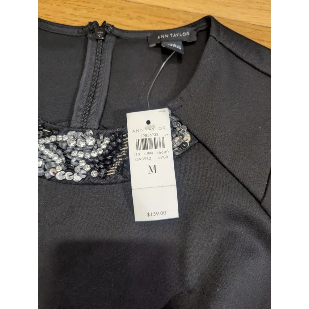 Ann Taylor Black Sleeveless Shift Dress Medium - Picture 5 of 11